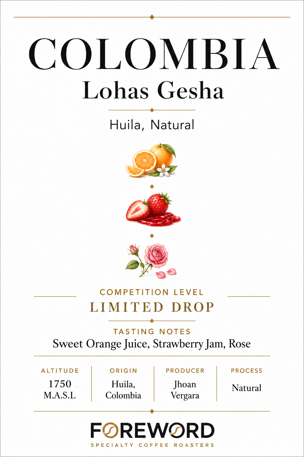 Colombia Lohas Floral Symphony Gesha Natural - Competition Lot